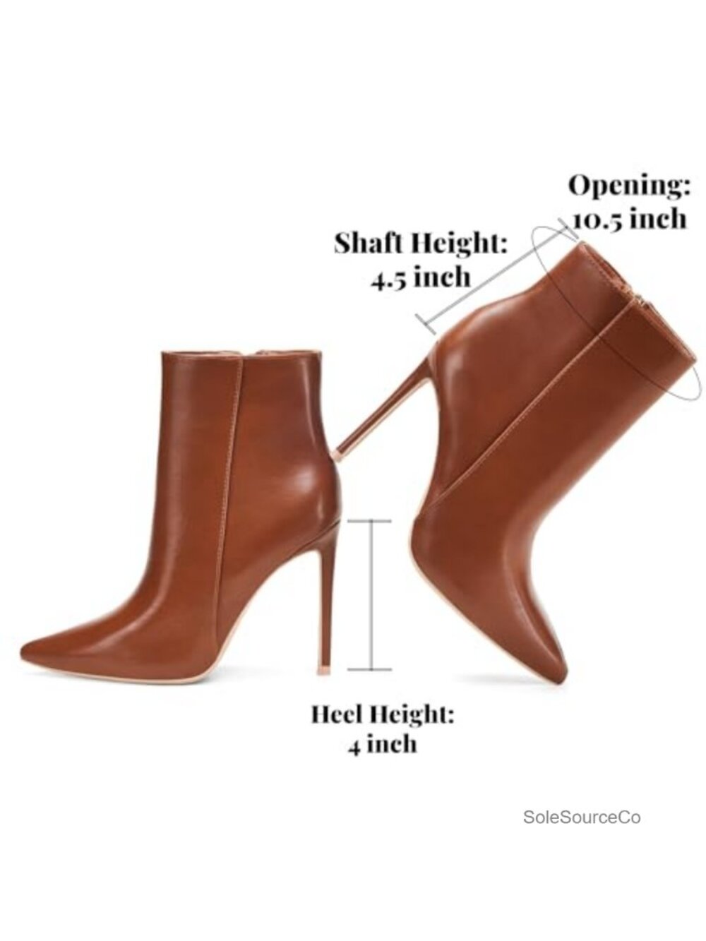 Women Heeled Ankle Booties, Pointed Toe 4" Stiletto High Heel, PU Leather, Side - Picture 3 of 6